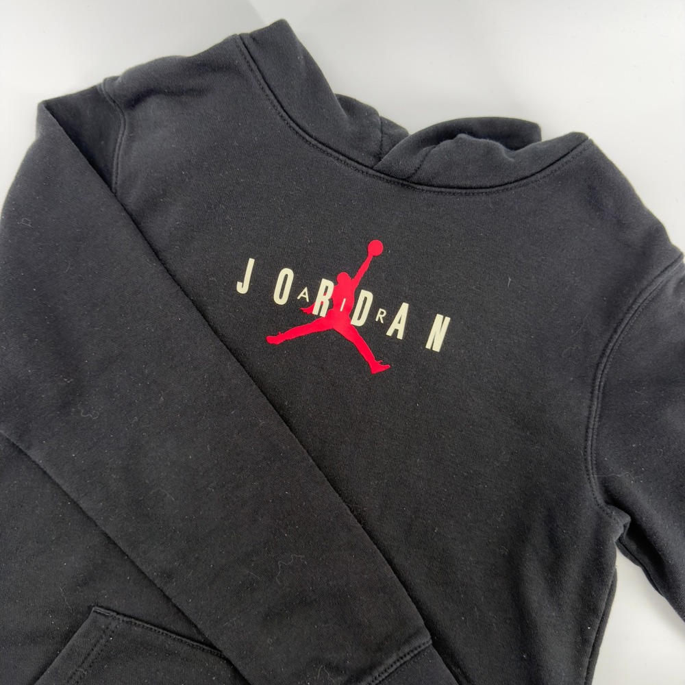 Jordan Boys Black Jumpman Logo Pullover Hoodie Multi Logo Sleeve XL 13-15Y